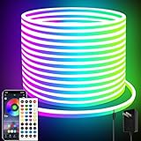 segrass 66FT Neon LED Rope Lights IP65 Waterproof LED Lights for Bedroom Flexible LED Light Strip with Remote/APP Control RGB Lighting Strip for Indoors Outdoors Bedroom Room Home Décor