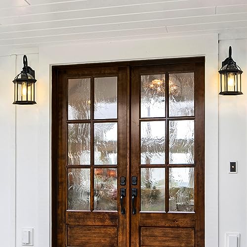 Outdoor Wall Lights for Proch Front Door Patio, Aluminum Outdoor Porch Lights Fixture Wall Mount, Black Waterproof Exterior House Lighting Fixtures, Outside Wall Lantern
