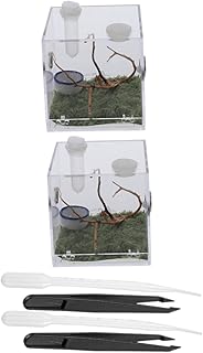 WOONEKY Terrário De Aranha 2 Conjuntos De Mini Recipientes Para Recipiente De Vidro Para Répteis Gaiola De Répteis De Acrílico Recipiente De Criação De Répteis Caixa De Alimentação De