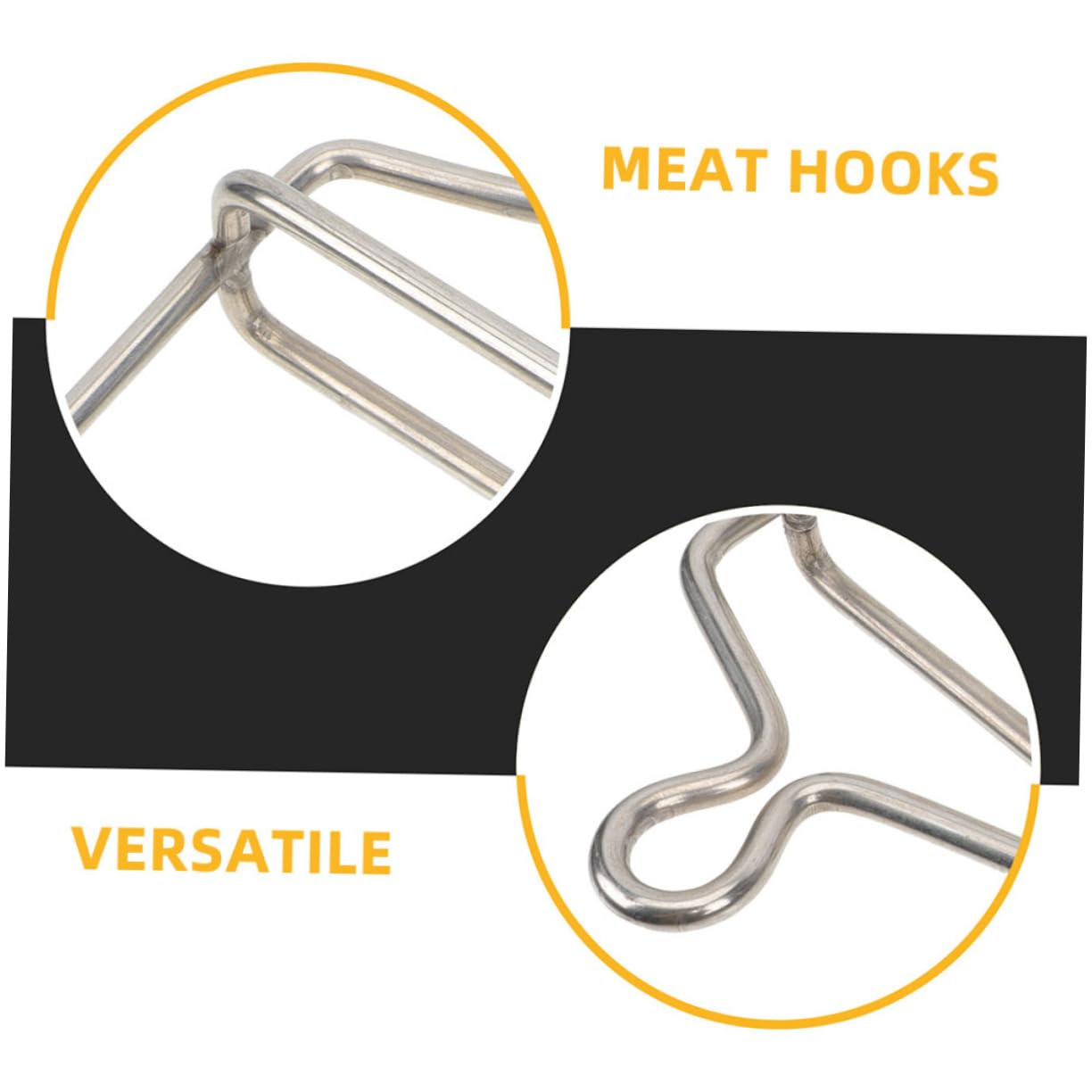 Alipis Crochets à Viande Argentés Faciles à Nettoyer en Acier Inoxydable 2pcs pour Suspendre Porc et Volaille pour Adaptés aux Abattoirs et Barbecues