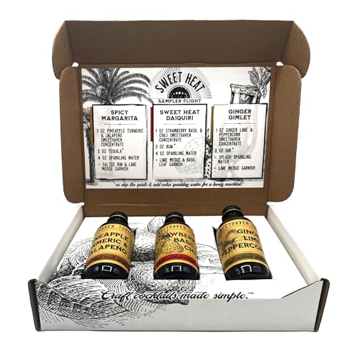 Sweet Haven Tonics Sweet Heat Cocktail Mixers 3-Pack Sampler, Handcrafted Mix, All Natural, Fresh Ingredients, Craft Cocktails Made Simple, Zero Preservatives, Mocktail Mixers