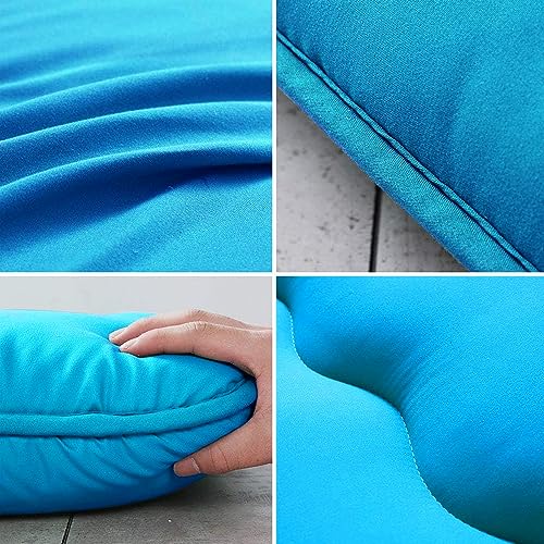 Image of MAXYOYO Japanese Floor Mattress Futon Mattress, Thicken Tatami Mat Sleeping Pad Foldable Roll Up Mattress Boys Girls Dormitory Mattress Pad Kids Floor Lounger Couches and Sofas, Turquoise, Twin Size