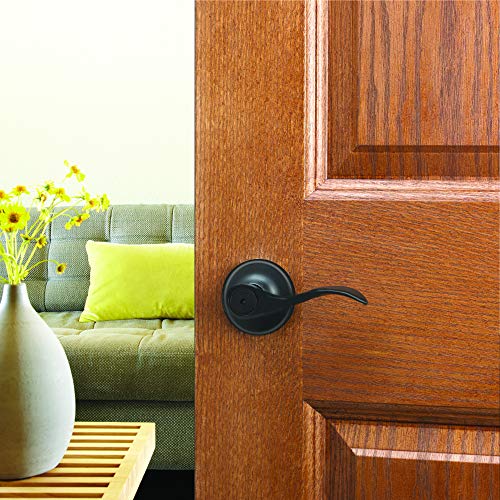Image of Design House Springdale Privacy Door Lever, Matte Black | Surface, Transitional, Brass, Hardware, 778902