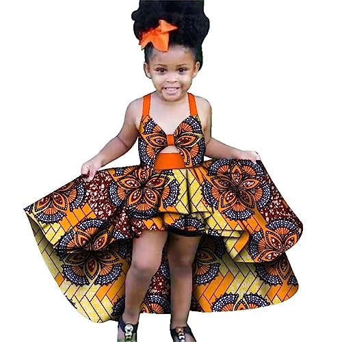 XIAOHUAGUA Kids Girls African Dashiki Dress Summer Little Girls Backless Sleeveless Dress African Style Clothes