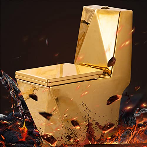 UMJIGF Toilet, Toilets for Bathrooms, Gold Ceramic Toilet, Super Dual Flush Toilet, Compact Toilet 26x33x14in,Gold-26x33x14in,