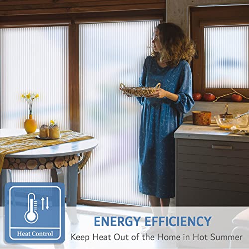 Feomos Reeded Glass Film, Window Privacy Film, 3D Glass Decals Film, Decorative Film For Window Door Cabinet Non Adhesive Anti Uv 17.7 X 78.7 Inches #TOP4