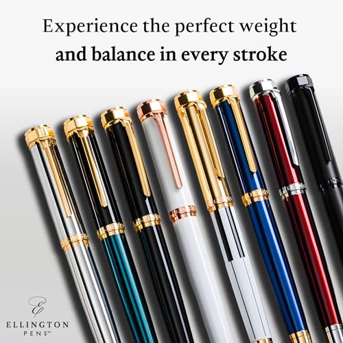 Image of Ellington Pens Luxury Fountain Pen Set - Extra Fine Nib - Includes 3 Ink Cartridges, Refillable Ink Converter, Gift Box -Fountain Pens For Writing, Calligraphy, Journaling, Sketching (Urban Hunter)