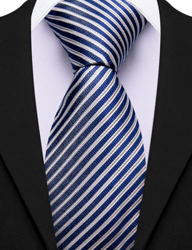 Image of Barry.Wang Mens 6 PCS Ties Silk Striped Paisley Check Floral Necktie Silky Woven Wedding Business Party Ties 3.34 inch