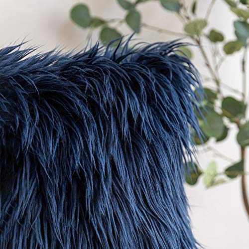 Phantoscope Pack Of 2 Faux Fur Throw Pillow Covers Cushion Covers Luxury Soft Decorative Pillowcase Fuzzy Pillow Covers For Bed/ Couch,Navy Blue 12 X 20 Inches #TOP1