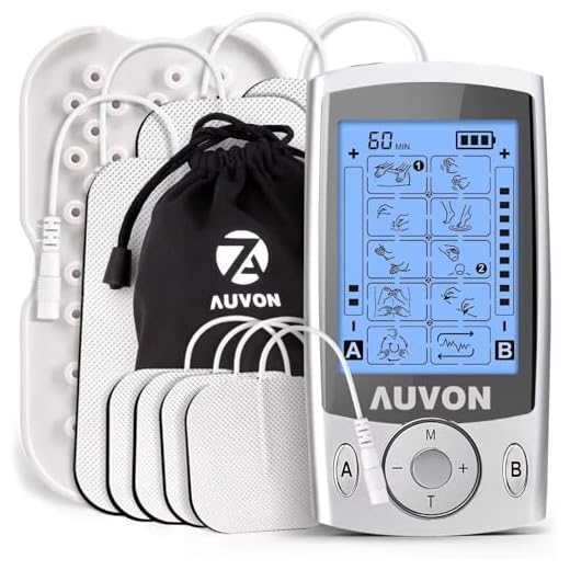 AUVON Dual Channel TENS Unit Muscle Stimulator Machine with 20 Modes, 2" and 2"x4" TENS Unit Electrode Pads