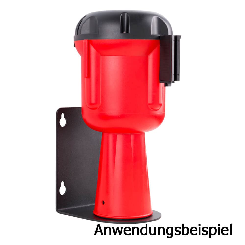 TopGurtSystem Leitkegelaufsatz mit Absperrband rot/weiß schraffiert, 10 m aus Kunststoff, Art.-Nr. 609302 | Gurtpfosten | Gurtständer | Personenleitsystem
