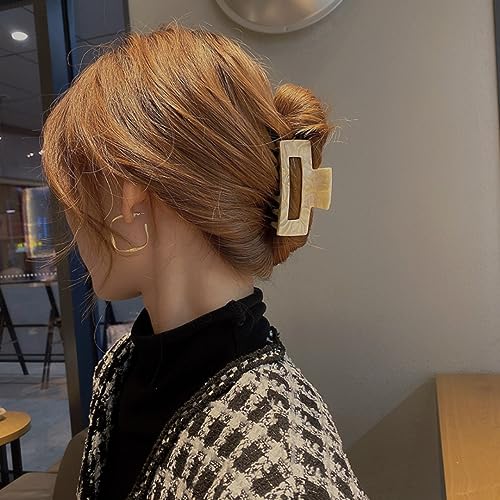 Textention 0810MZ-42 3 Inch Hair Claw Clips Cutout Tortoise Shell Celluloid Hair Jaw Clips French Design Rectangle Hair Clamp thumb #5