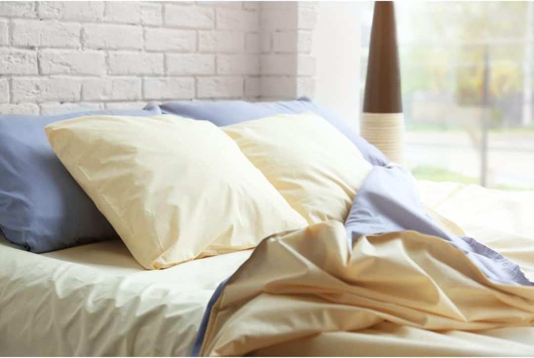 The Plum Blossom Company Regular Cotton Bed Sheets Fitted Sheets, Flat Sheets and Pillow Cases (Sand Beige, Double - Fitted Sheet)