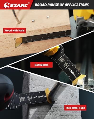 EZARC Titanium Oscillating Saw Blades, Standard Length & Extra-Long Oscillating Multitool Blades for Metal, Wood Nails, Screws Cutting, Plastic, 12 Pack 7 EZARC Titanium Oscillating Saw Blades, Standard Length & Extra-Long Oscillating Multitool Blades for Metal, Wood Nails, Screws Cutting, Plastic, 12 Pack - Image 7