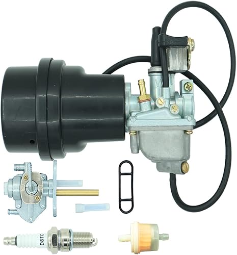 Carburador con caja de filtro de aire apto para Suzuki ATV Quadmaster 50 LT-A50 2002-2005 LT50 LT 50 1983-1987 JR50 1984-2006 Incluye válvula de