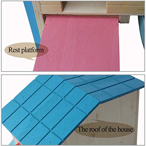Kathson Hamster House Pets Small Animal Hideout With Funny Climbing Ladder Slide Wooden Hut Play Toys Chews For Small Animals Like Dwarf Hamster And Mouse thumb #3