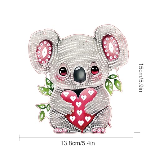 Image of DIY 5D Diamond Painting Rhinestone Acrylic Pendant Kit Love Koala Special Shape Diamond Art Crafts Wall Hanging Mosaic Art Door Window Home Decoration Ornament Valentine's Day Gifts