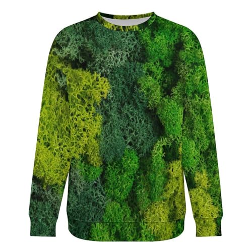 Crew Neck Sweater for Men Green Rock Moss Vegetative Mens Sweater Lightweight Pullover4