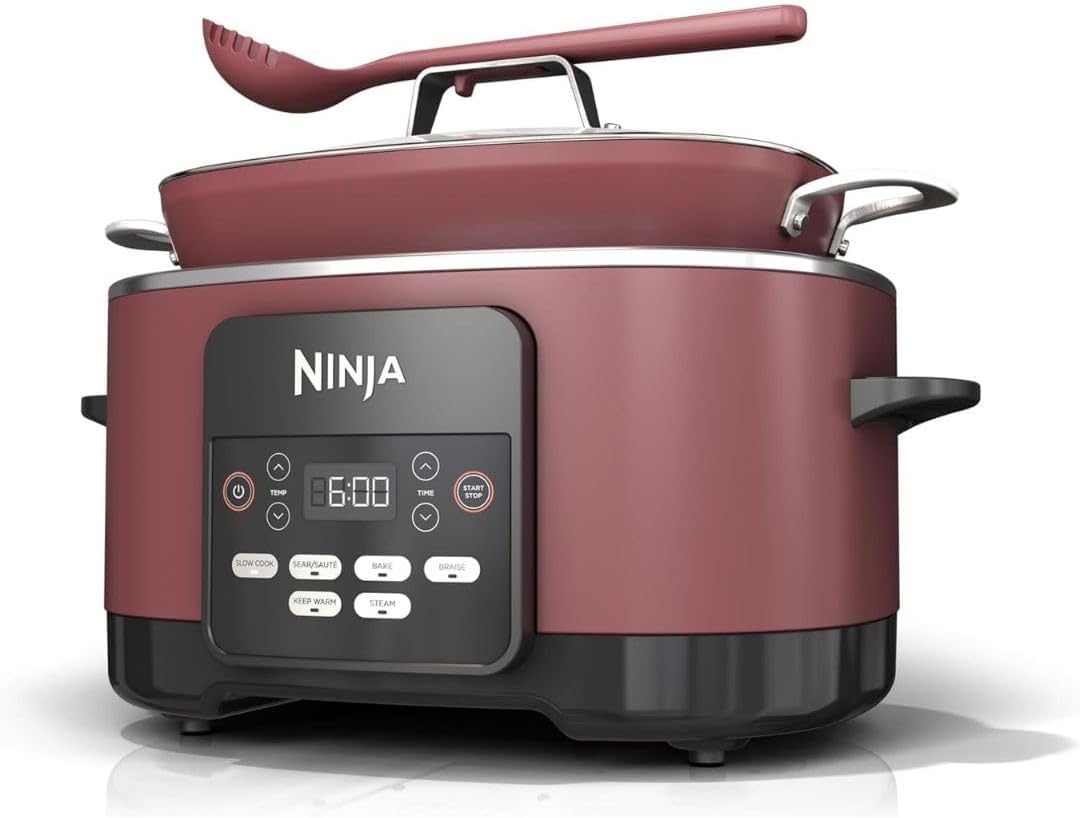 Ninja Foodi PossibleCooker PRO MC1000 8.5Qt Multicooker 8 in 1 Slow Cooker, Dutch Oven, Steam Bake Roast Sear Sauté Bread Maker Warmer, Glass Lid, Integrated Spoon, Nonstick (Cherry) Ninja Foodi PossibleCooker PRO MC1000 8.5Qt Multicooker 8 in 1 Slow Cooker, Dutch Oven, Steam Bake Roast Sear Sauté Bread Maker Warmer, Glass Lid, Integrated Spoon, Nonstick (Cherry)