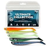 VEYCVLA Fishing Gummifische Zander Set 10 cm 5 Stück Farben Gummiköder Zander-Angeln-Softbait Angelköder UV-Aktiv,Gummi Fische Gummifisch Set Zander-Gummifisch Zander Köder