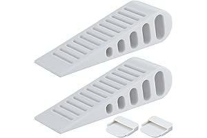 JQK White Rubber Door Stoppers (2-Pack Premium Wedge Stoppers)