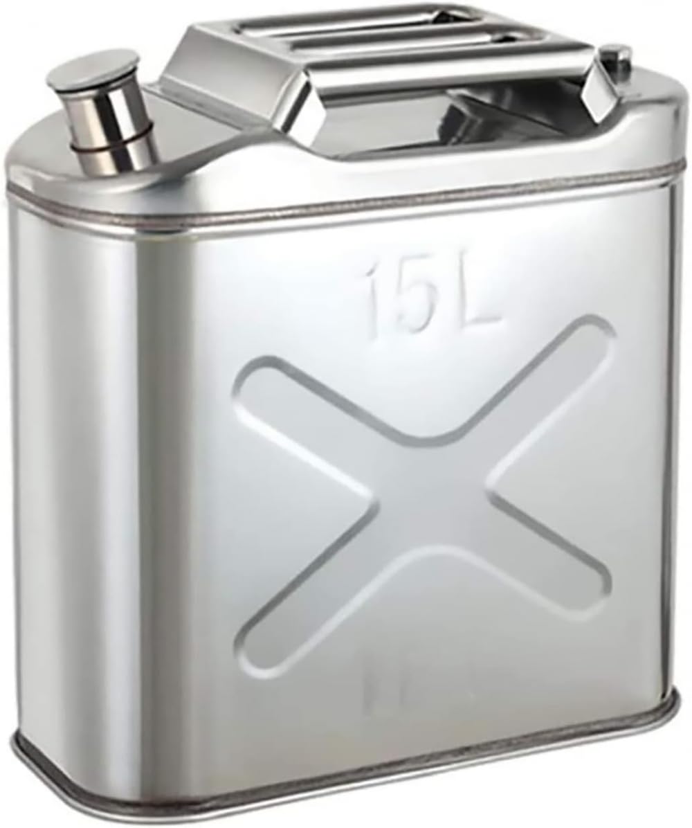 WAWPU 5L/10L/15L/20L Portable Metal Jerry Can with Portable Handle, Automatic Ventilation Nozzle, Energy Saving Car Fuel Can(15L)