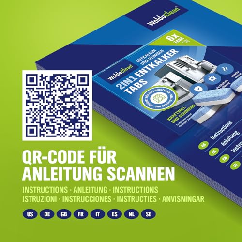 WoldoClean 2in1 Entkalkungstabletten für Kaffeevollautomaten - 2-Phasen Entkalker gegen Kalk & Korrosion, einzeln verblistert, 6 Tabletten