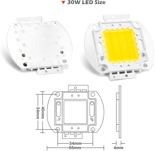 Vista 45 de CHANZON Chip LED de alta potencia 30 W infrarrojo (IR 850 nm/entrada 900 mA/DC 14 V - 16 V/30 vatios) SMD COB luz emisor diodo componentes 30 W N)