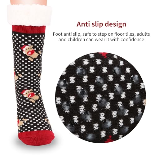 Image of JINBYJIN Fuzzy Socks for Women Cute Cozy Christmas Slipper with Grips Winter Home Sleeping Sherpa Leg Warmer Xmas Cabin Socks