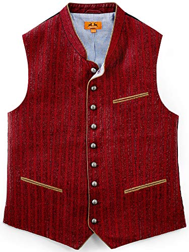 Maddox Herren Leinen Trachten Weste Kofel mit Streifen - Weinrot Gr. 52 Cover
