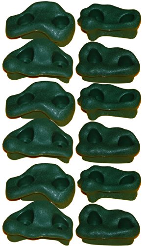 Playkids Rock Holds (12 Pack-Small) for Indoor & Outdoor Rock Climbing (Also Known as Rock Pegs or Rocks)(Green)