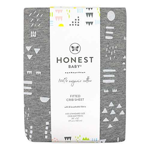 Image of HonestBaby Unisex-Baby Classics Fitted Crib Sheets Set Standard Mattress, 100% Organic Cotton Baby Boys, Girls, Neutral, 1 Pack - Compass, One Size