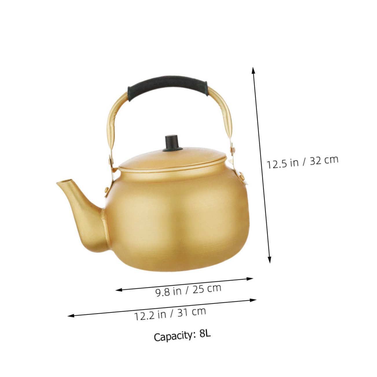 PRETYZOOM 8 Liter Aluminum Kettle Logo Sturdy Metal Water Boiler Handheld Tea Pot for Kitchen Use Smooth Spout
