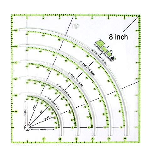 8 Inches Multifunctional Arc Cutting Patchwork Rulers Acrylic Quilt Circle Cutter Rulers Cloth Cutting Rulers Templates
