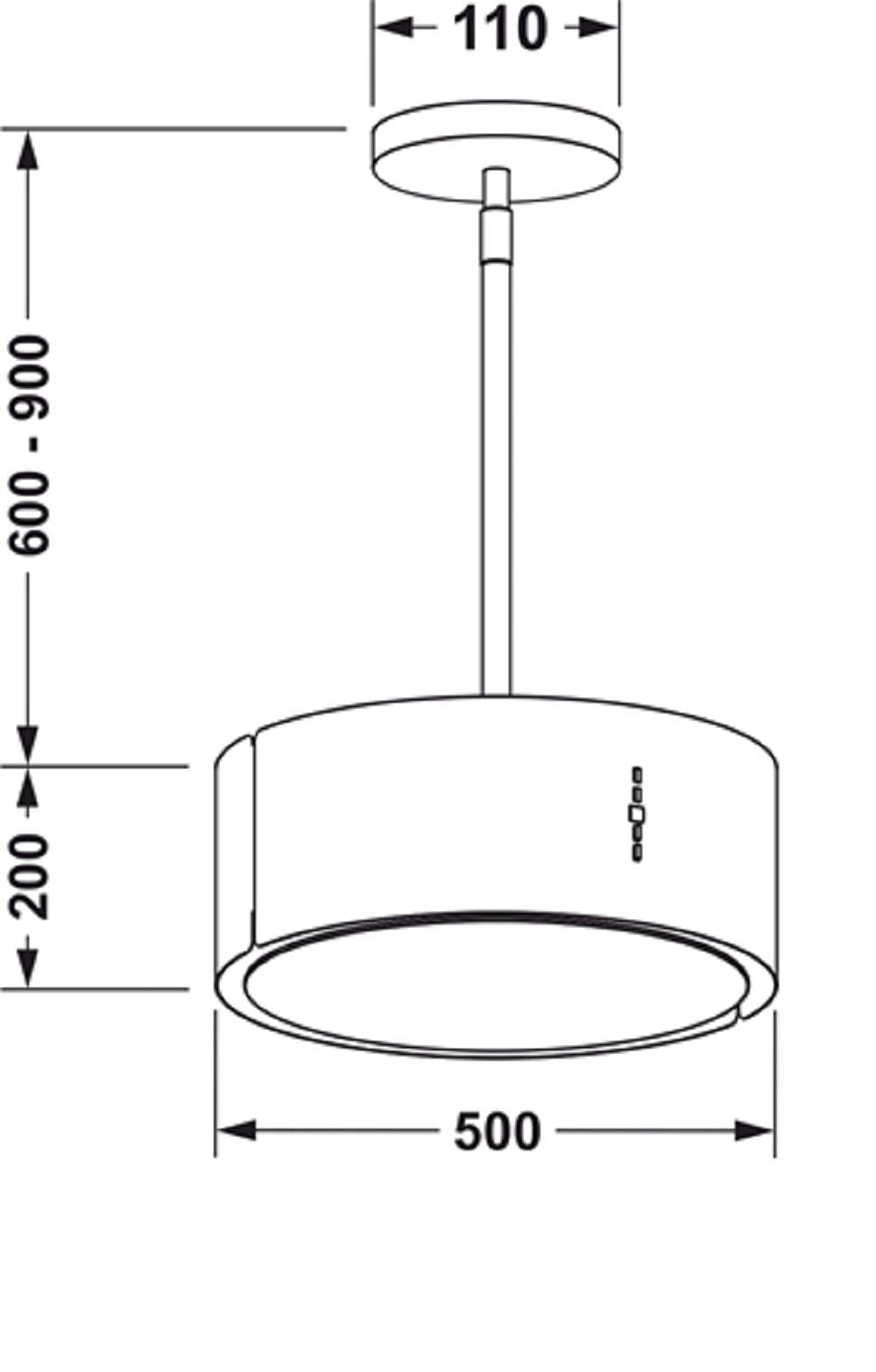 GURARI Premium Inselhaube GCH I 237 50 IS Umluft 50cm 860m³/h Edelstahl 3 Stufen LED Timer