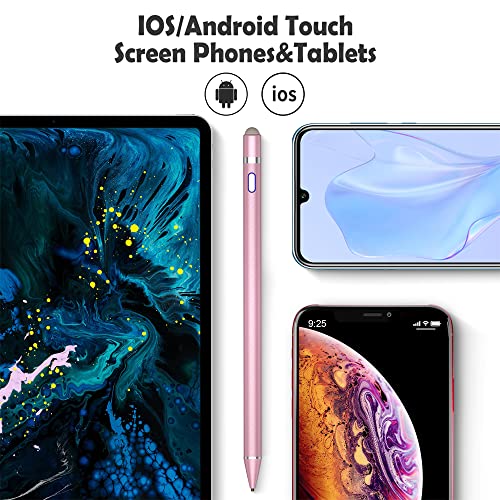 Image of Active Stylus Pen for Touch Screens,Dual Pen Tips for iOS & Android Drawing & Writing,High Precise Digital Pencil for Apple iPhone 17 /16 /15 /14 /13, iPad Air /Pro /Mini,Phone /Tablet /Sam-sung /Kin-dle- Pink