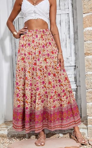 Image of CFLONGE Summer Maxi Skirts for Women 2026 Trendy Floral A Line Boho Skirt