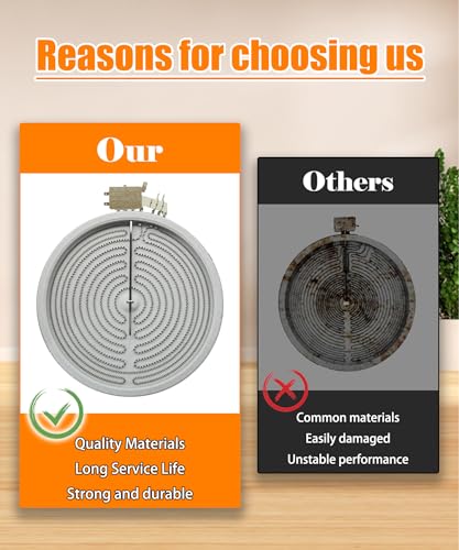 Image of W10189281 12 inch Range Dual Surface Element Burner Fits for Samsung Stove | MEE64284901 Oven Radiant Heater 1900W 9 inch /3000W 12 inch Fits for Whirlpool Maytag LG Burner, Replaces W10823727