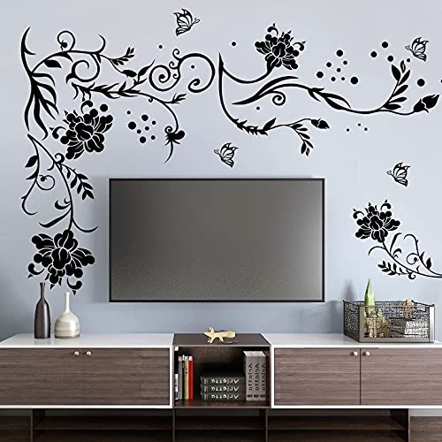 Vinilo Decorativo Black Vines Flores, 2 piezas 30x90 cm miniatura 2