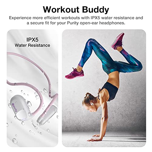 Image of Purity Air Open Ear Headphones - True Air Conduction Wireless Bluetooth Open Ear Earbuds with Dual Mic for iPhone /Android - Secured Long Wearing Comfort, Sports Sweat Resistant (White /Lilac)