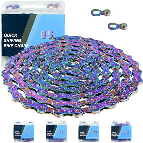 Rainbow 9 Speed Bike Chain 1/2 x11/128 116 Links for Road Bike Mountain Bike (9 Speed Chain)