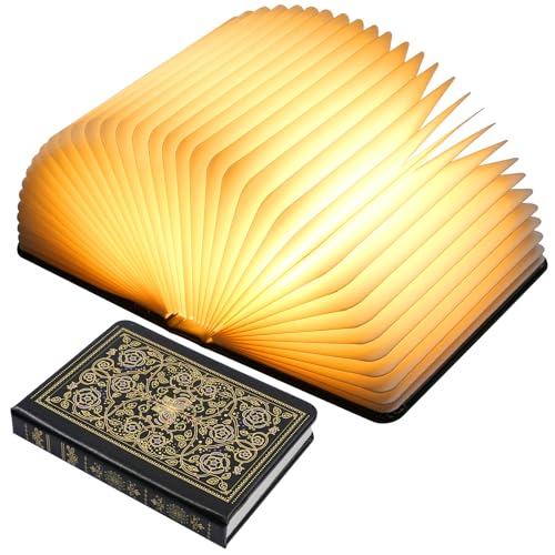 Book Lamp for Book Lovers Gifts, Bookshaped Small Mood Lighting Lamp Foldable Paper Hardcover Cover...