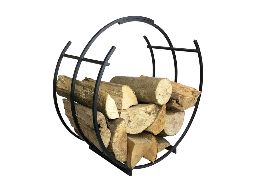 Garden Pride Black Log Holder/Firewood Rack - Ideal For Carrying And Storing Logs It's An Essential Fireplace Accessory - Circle Design