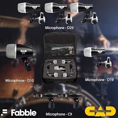CAD Audio Stage7 7-Piece Drum Microphone Pack Bundle with 7 10ft XLR Cables and Premium Microfiber Cleaning Cloth Complete Drum Mic Kit for Live Sound and Studio Recording
