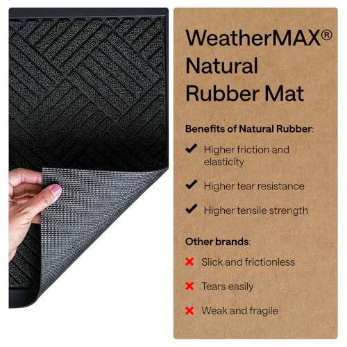Image of GORILLA GRIP WeatherMAX Door Mat, Indoor Outdoor Use, 72x24, Black Diamond