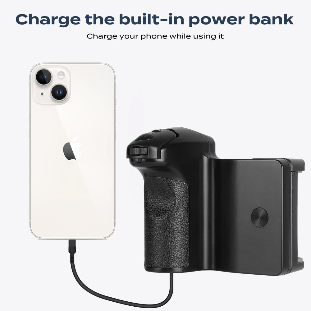 HOTUT Support de Poignée Smartphone, PoignéE Détachable Bluetooth Obturateur Camera, Peut utilisé comme Banque Alimentation 5000 mAh, Trépied Portable pour Selfies Prise Vidéo pour à iPhone Android