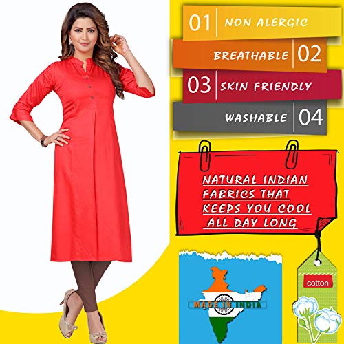 Image of CEE 18 Women's Cotton Staight Maternity Feeding Kurti with Zippers (9636 Tomato X-Large)