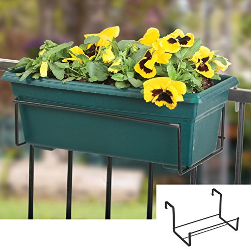 Panacea 89054 Adjustable Deck Flower Box Holder, Black, 8-Inch