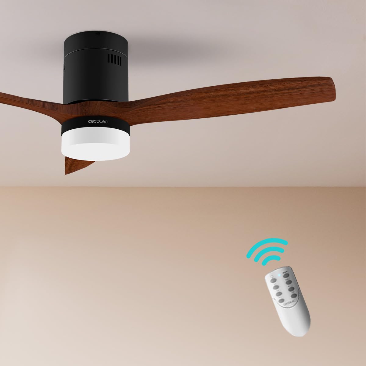 Cecotec Deckenventilator mit LED-Licht Energysilence Aero 5600 Classic Black. 40W, DC-Motor, Durchmesser 132 cm, 3 Flügel, 18W LED, Timer, 6 Geschwindigkeiten, Fernbedienung, Sommer-/Winterfunktion