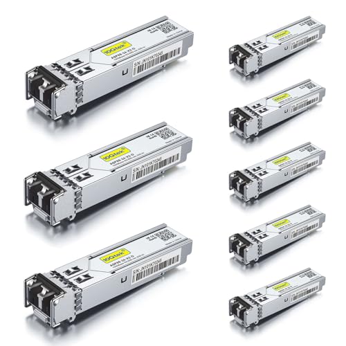 Image of 10Gtek 1.25G SFP 1000Base-SX Multimode LC Fiber Transceiver, 850nm MMF, 550m, for Cisco GLC-SX-MMD /SFP-GE-S, Meraki MA-SFP-1GB-SX, Fortinet, Ubiquiti UniFi UF-MM-1G, Mikrotik, TP-Link, Pack of 8